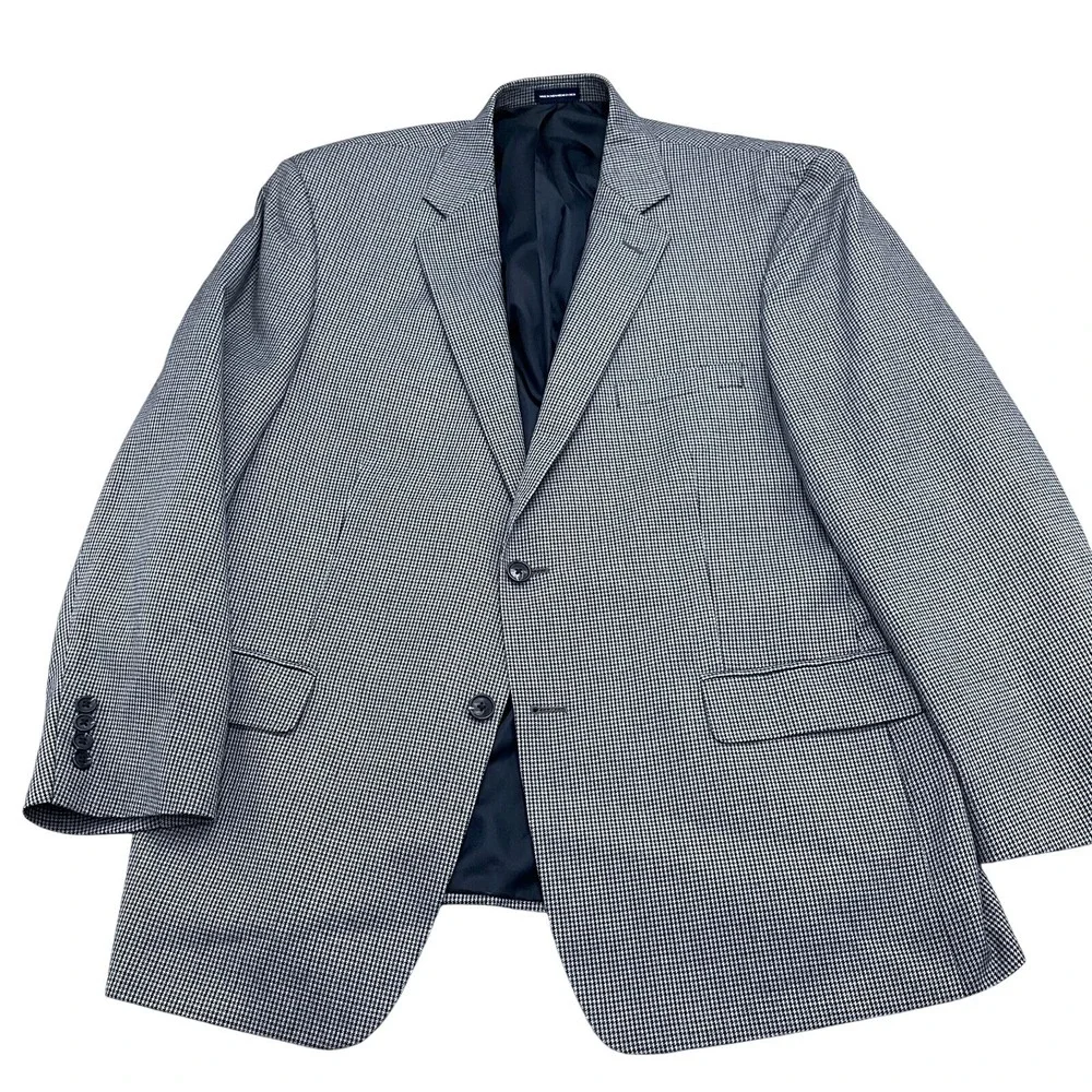 Stafford Blazer Men 46R Black Gray Houndstooth Check Classic Fit Jacket India